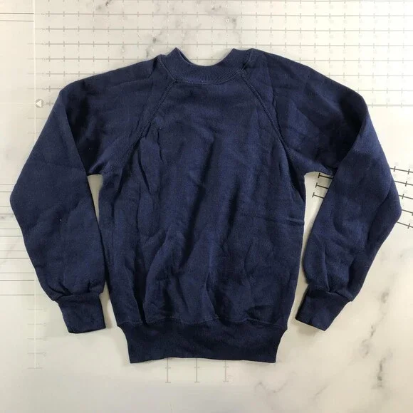 Vintage American Fleecewear Sweatshirt Youth 10-12 Blue Fleece Crewneck USA - Picture 5 of 6